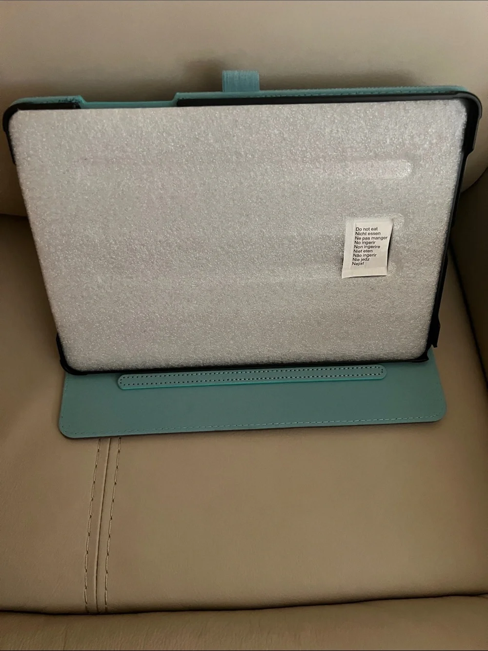 Teal and Brown Tablet Folio Case with Pen Loop